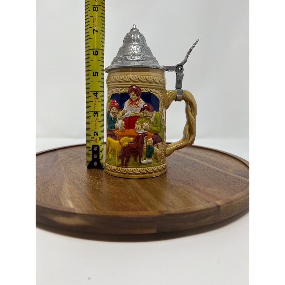 Vintage German Beer Stein Ceramic Pewter Lid‎ Collectible Figurine Scene - Picture 8 of 9